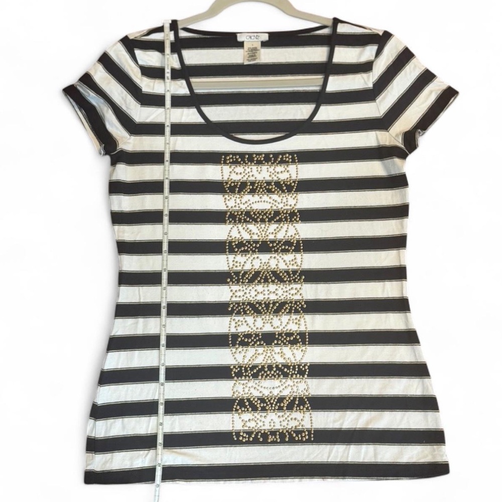 Cache Striped Embellished Fitted Tee - Small - Picture 5 of 8